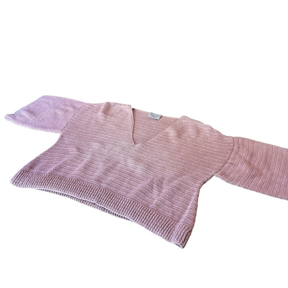 Rachel Comey Short Sleeve Crochet Sweater Pink Wool Blend Boxy Fit L in GUC - Picture 4 of 9
